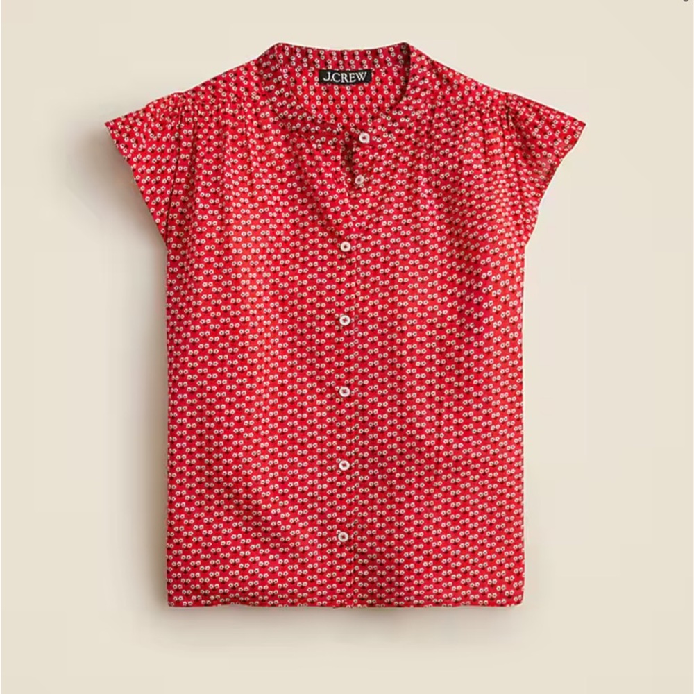 NWT J.Crew Flutter-sleeve button-up shirt in cotton voile